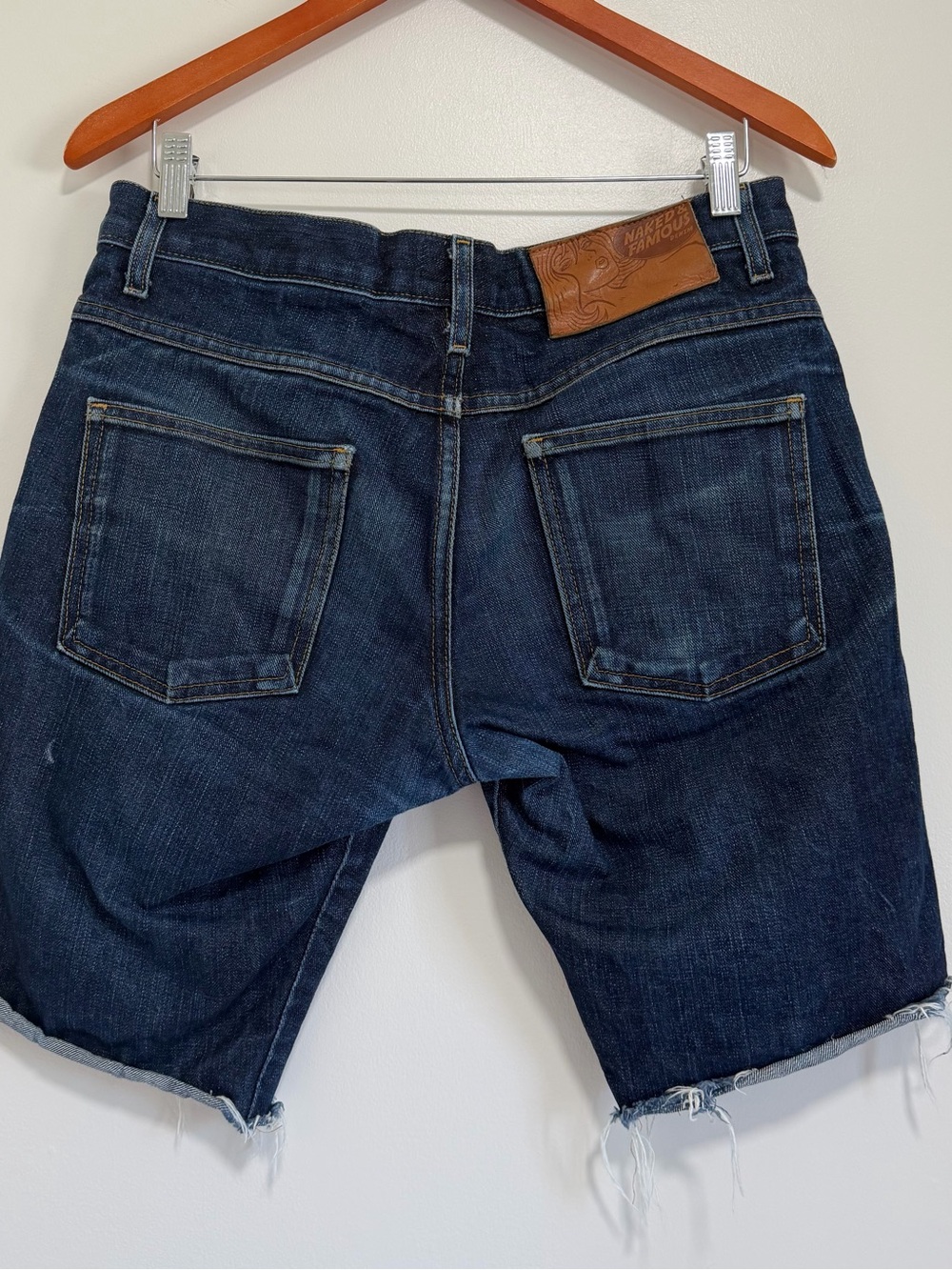 NAKED & FAMOUS Slim Guy Left Hand Twill Selvedge Denim Shorts Cut Off Jean 32 - Picture 2 of 10